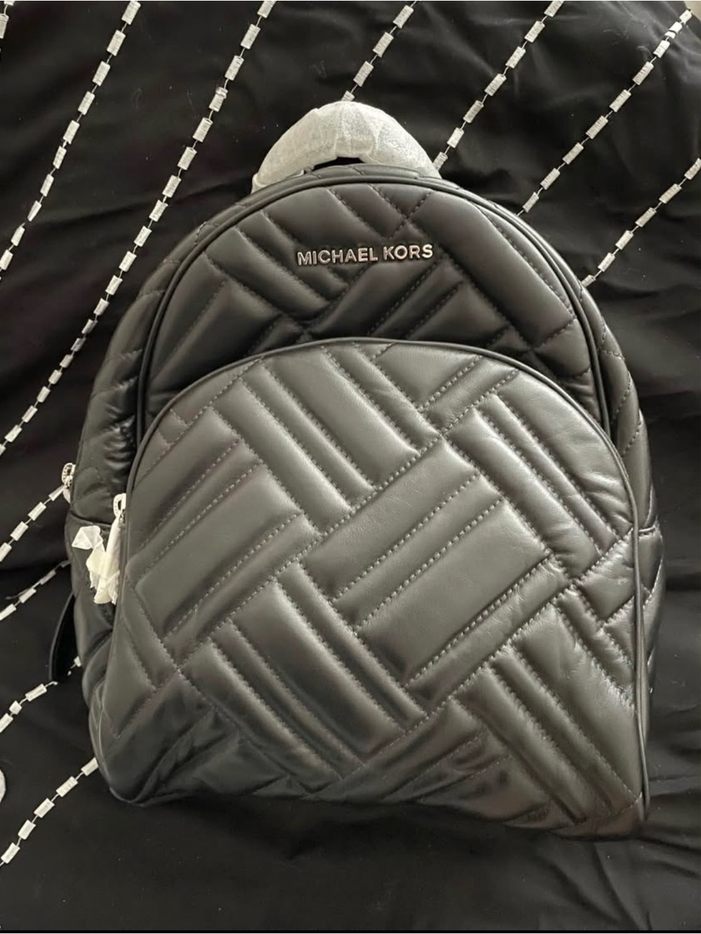 NWT Michael Kors Abbey Quilted Black Leather Backpack